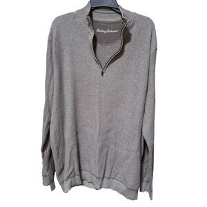 Tommy Bahama‎ Men's Big & Tall 1XB 100% Cotton Long Sleeve 1/4 Zip Sweater Beige